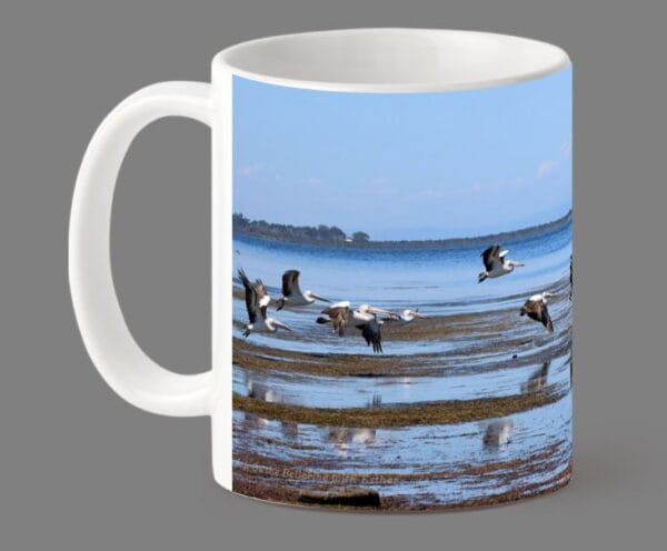 Pelicans in Flight Photo Mug - Image 2
